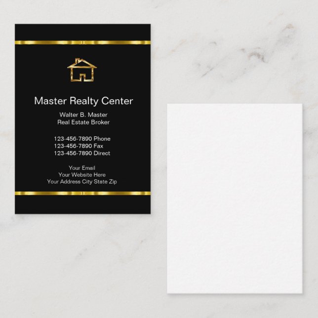 Upscale Real Estate Broker Vertical Business Cards (Front/Back)