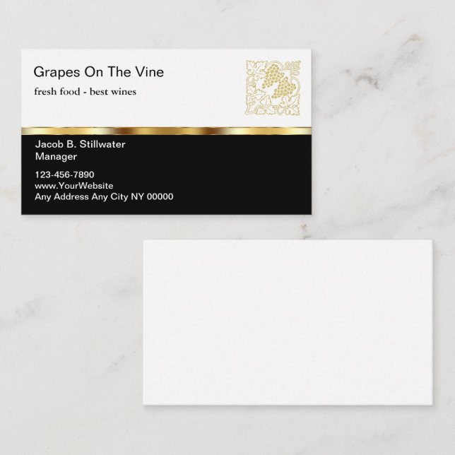 Upscale Restaurant Business Cards (Front/Back)