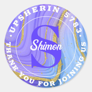 Upsherin Personalised Hebrew Initial Monogram Clas Classic Round Sticker