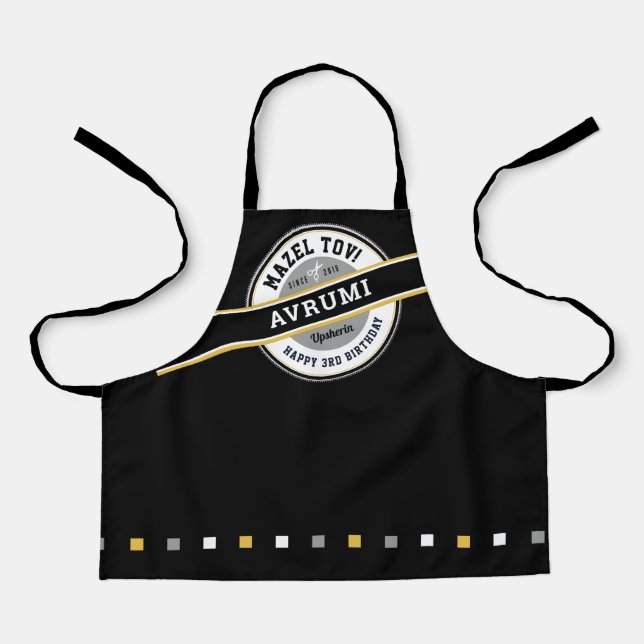 Upsherin  Personalised Stickers with Name Apron (Front)