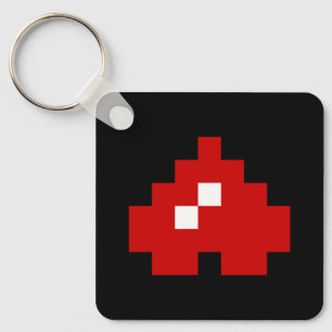 Upside Down 8 Bit Pixel Heart Key Ring