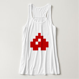 Upside Down 8 Bit Pixel Heart Singlet