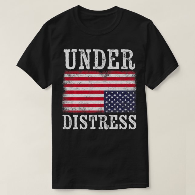 Upside Down American Flag Under Distress United St T-Shirt (Design Front)