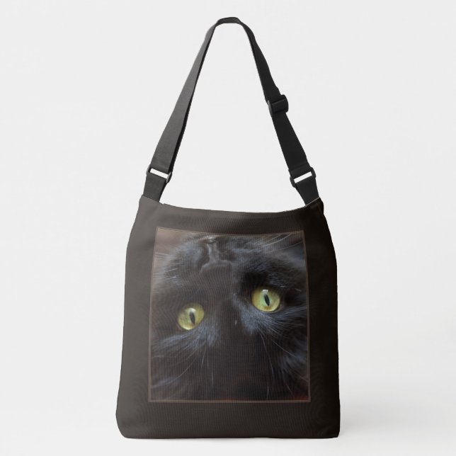Upside-Down and Right  Side Up Black Cat Crossbody Bag (Front)
