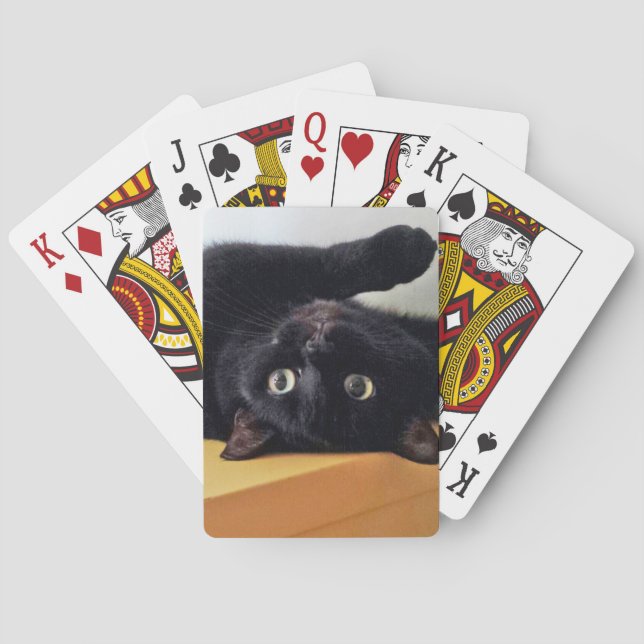 Upside Down Black Cat Classic Playing Cards (Back)