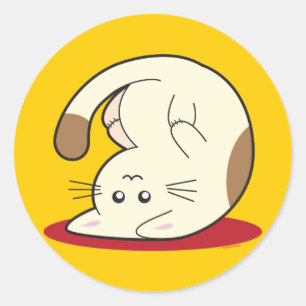 Upside Down Cat Classic Round Sticker