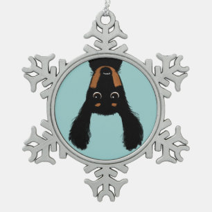 Upside Down Dachshund Christmas Snowflake Pewter Christmas Ornament
