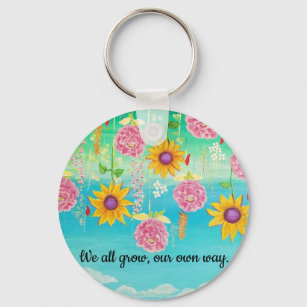 Upside Down Flowers and Clouds  Mini Tote Bag Key Ring