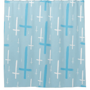 upside down inverted cross pastel blue shower curtain