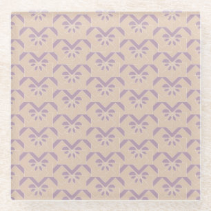 Upside down lavender pattern glass coaster