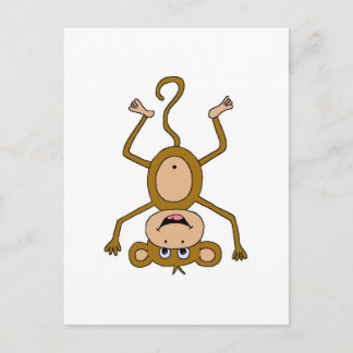 upside down monkey postcard