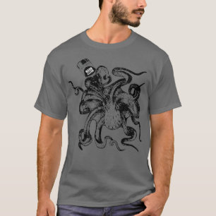 Upside Down Octopus Drinking Craft Beer T-Shirt
