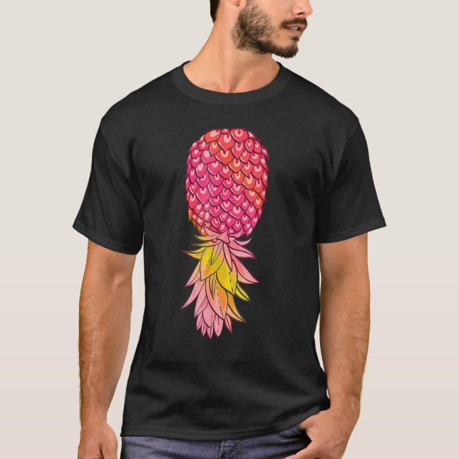 Upside Down Pineapple Distressed Summer Fruit Swin T-Shirt (Front)
