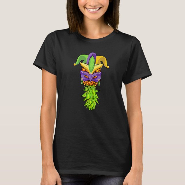 Upside Down Pineapple Mask Mardi Gras Funny Festiv T-Shirt (Front)