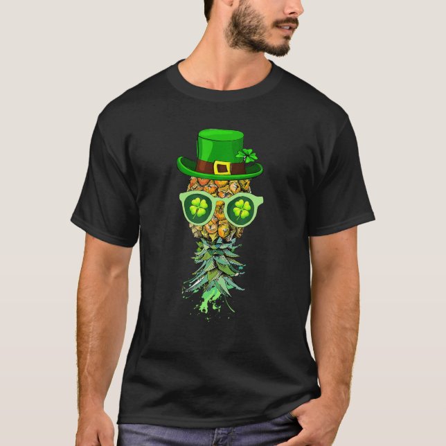 Upside Down Pineapple Mask St Patrick's Day Funny T-Shirt (Front)