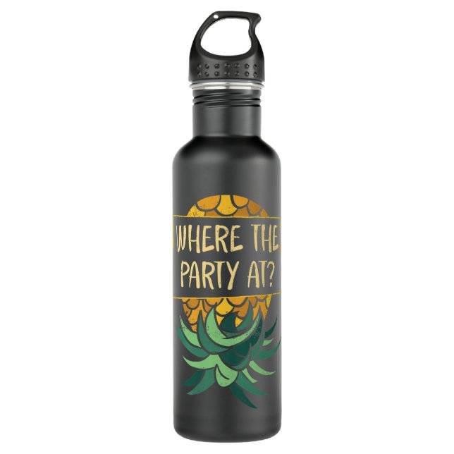  Upside Down Pineapple Where Party Funny Swinger P 710 Ml Water Bottle (Front)