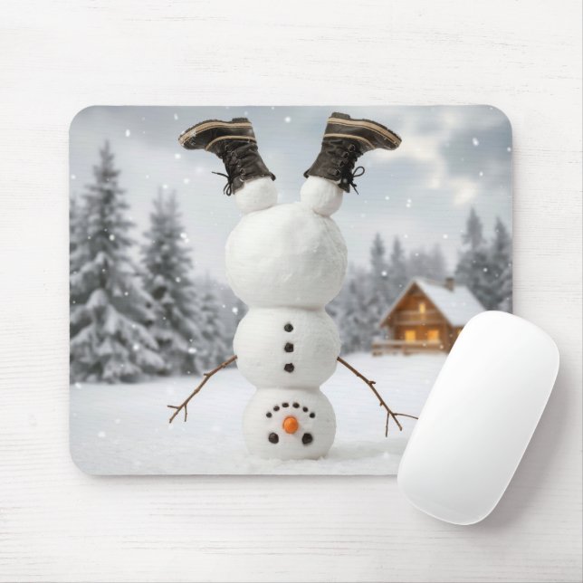 Upside Down Snowman Mouse Pad (With Mouse)