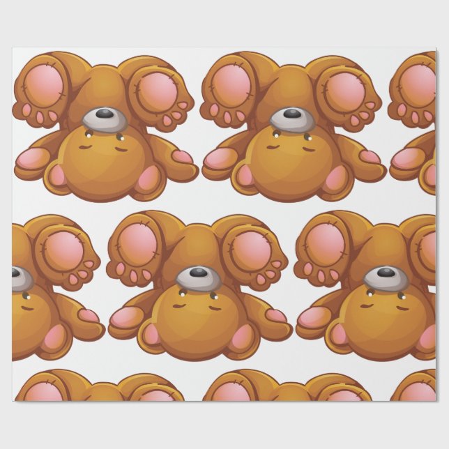 Upside Down Teddy Bear Wrapping Paper (Flat)