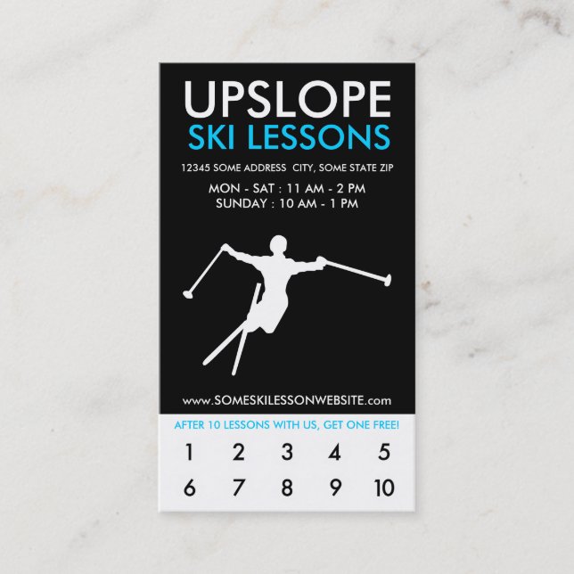 upslope ski lessons rewards program loyalty card (Front)
