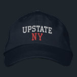 UPSTATE NY White and Red on Navy Blue Embroidered Hat<br><div class="desc">UPSTATE NY White and Red embroidered on Navy Blue cotton hat. Embroidery is customisable to other colour choices by selecting the "Edit Design" tool button. Also available is the option to select choice of hat colour on the main item page.</div>
