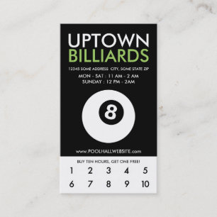 uptown billiards loyalty card