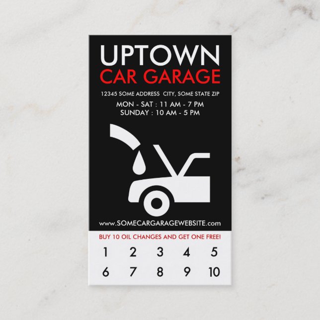 uptown car garage loyalty card (Front)