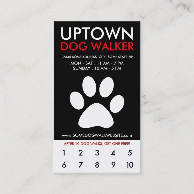 uptown dog walker loyalty card (Front)
