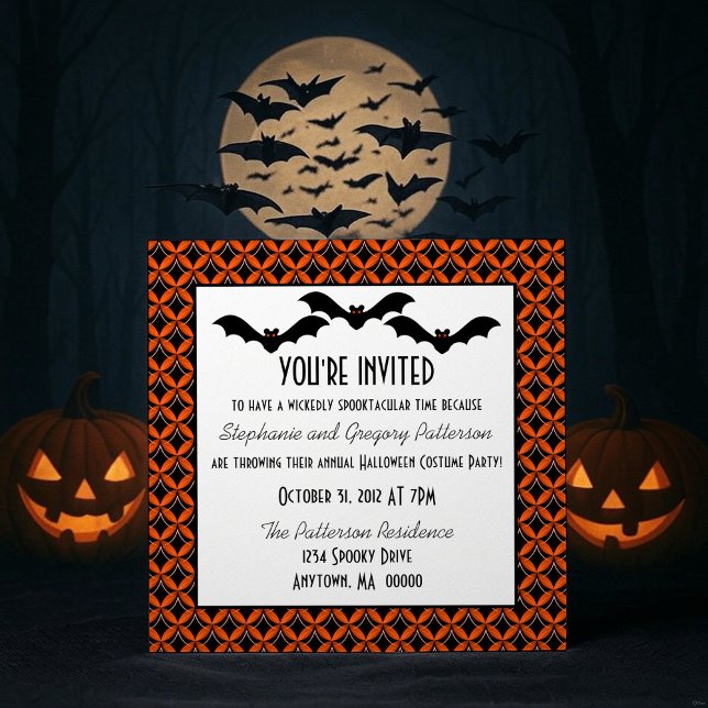 Uptown Glam Bats Halloween Party Invite (Uptown Glam Bats Halloween Party Invite)