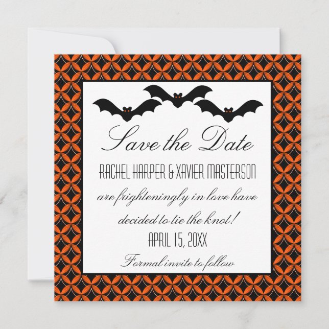 Uptown Glam Bats Halloween Save the Date Invite (Front)