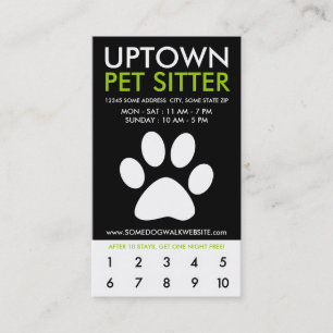 uptown pet sitter loyalty card