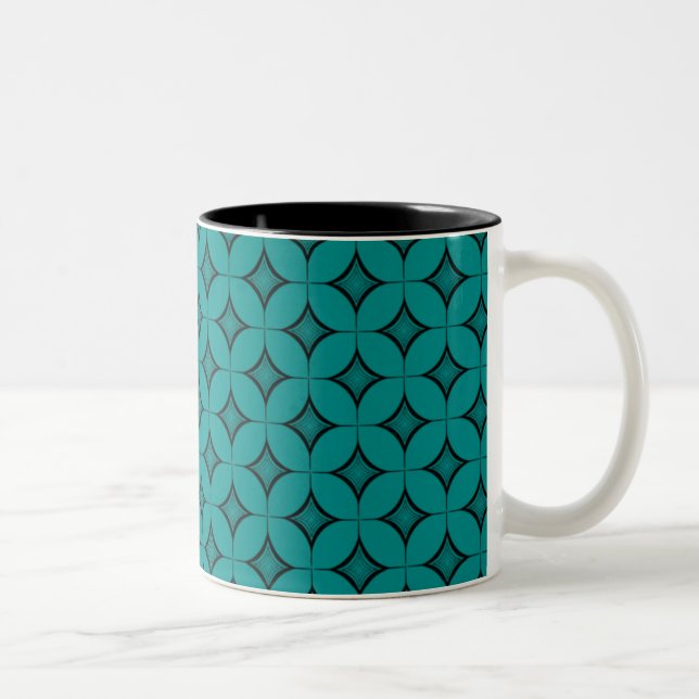 Uptown Retro Mug, Teal Two-Tone Coffee Mug (Right)