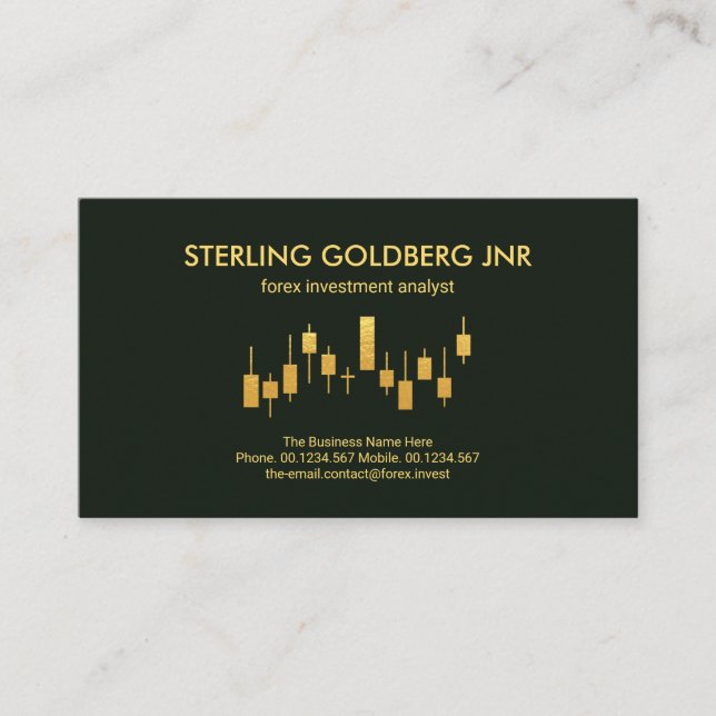 Upward Gold Stock Exchange Trend Financing Business Card (Front)