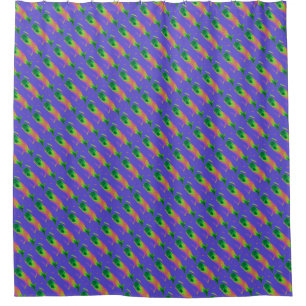 upward swimming multi-coloured whales blue pattern shower curtain