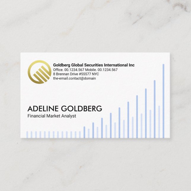 Upward Trend Stock Share Market Graph Money Market Business Card (Front)