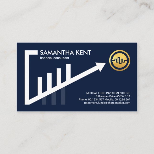Upwards Share Graph Frame Business Card (Front)