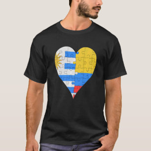 Uraguyan Colombian Flag Heart T-Shirt