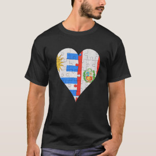 Uraguyan Peruvian Flag Heart T-Shirt