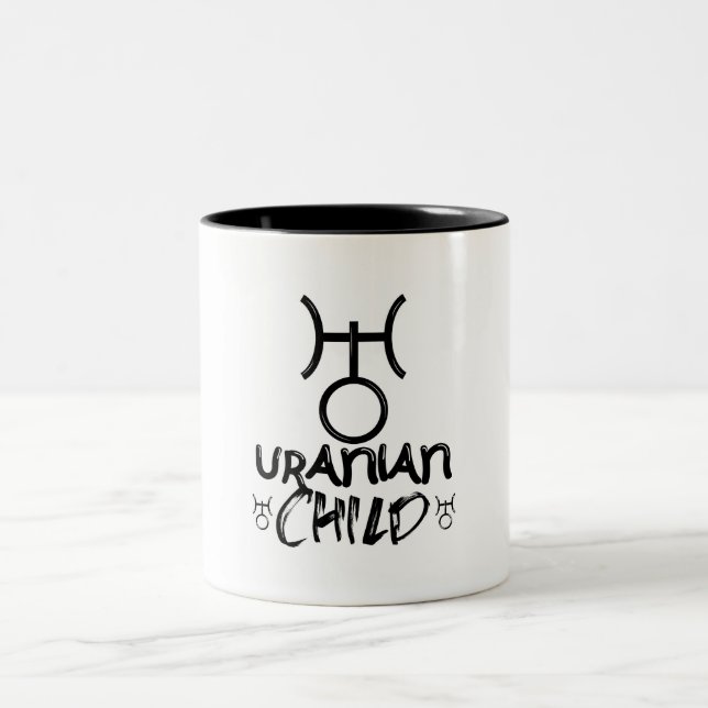 Uranian Child Symbol Astrology Zodiac Planet Sign Two-Tone Coffee Mug (Center)