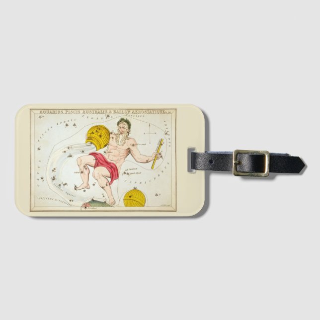 Urania's Mirror, Vintage Aquarius Constellation Luggage Tag (Front Horizontal)