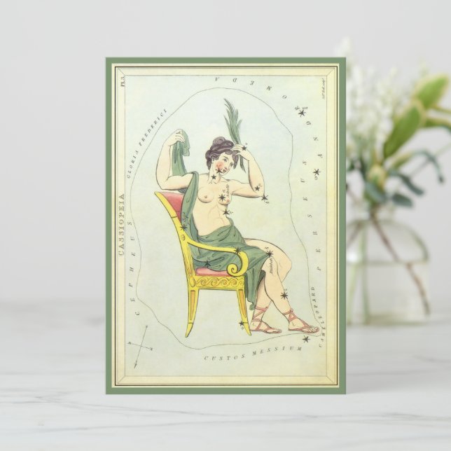 Urania's Mirror, Vintage Astronomy Celestial Map Invitation (Standing Front)