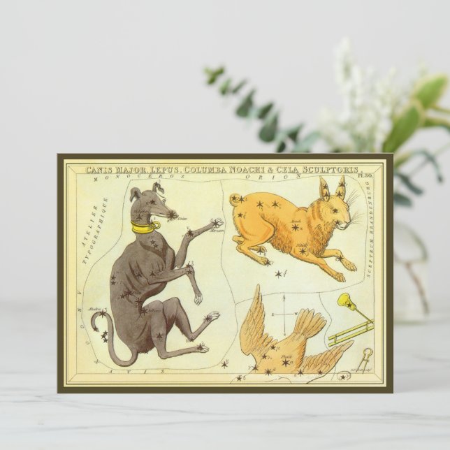 Urania's Mirror, Vintage Astronomy Celestial Map Invitation (Standing Front)