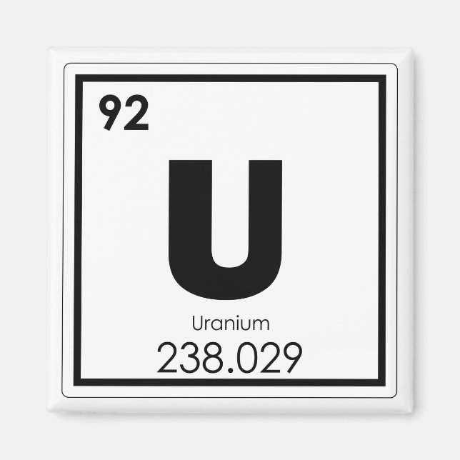 Uranium chemical element symbol chemistry formula magnet (Front)