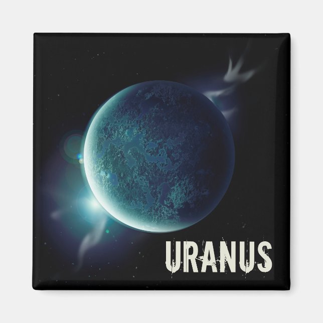 Uranus blue planet 3d universe space illustration magnet (Front)