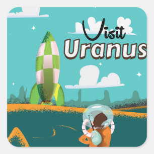 Uranus vintage cartoon Travel Poster Square Sticker