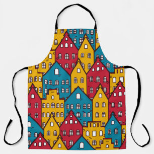 Urban abstract: vintage city pattern apron