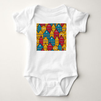 Urban abstract: vintage city pattern baby bodysuit