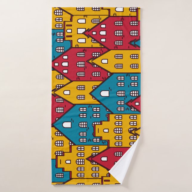 Urban abstract: vintage city pattern bath towel (Bath Towel)