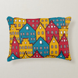 Urban abstract: vintage city pattern decorative cushion