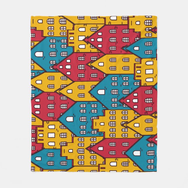 Urban abstract: vintage city pattern fleece blanket (Front)