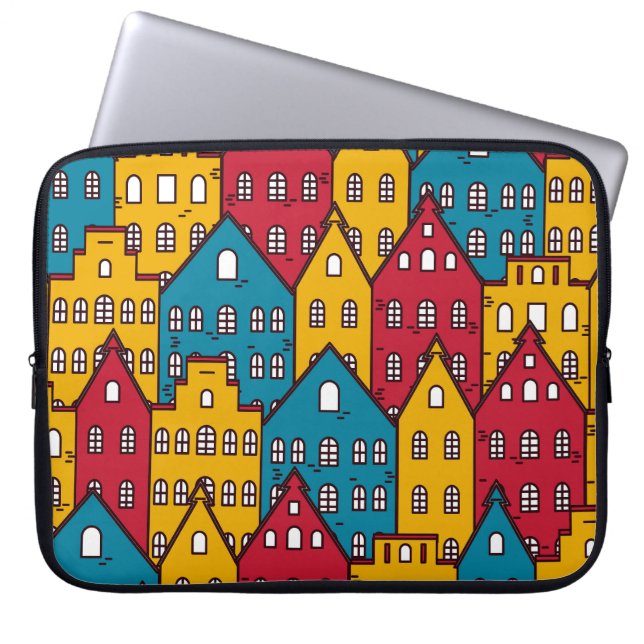 Urban abstract: vintage city pattern laptop sleeve (Front)
